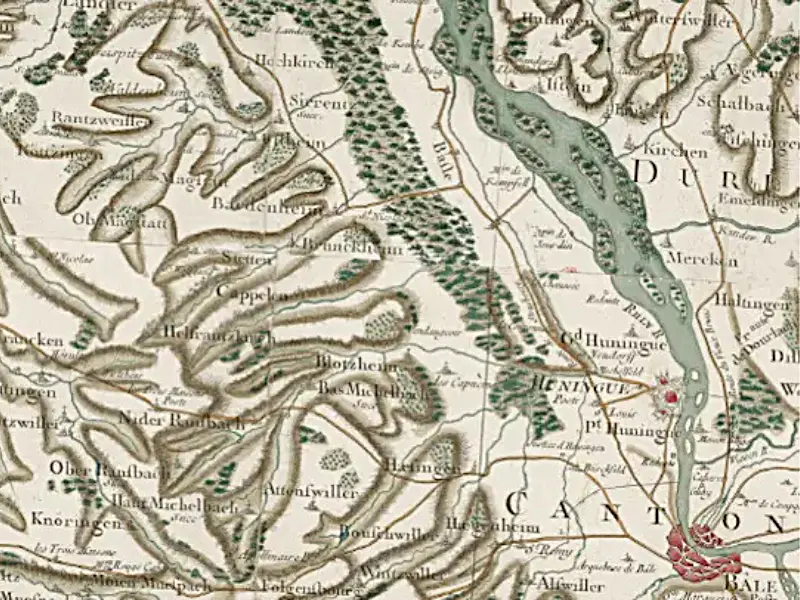 Historical map illustrating research into family origins and migration